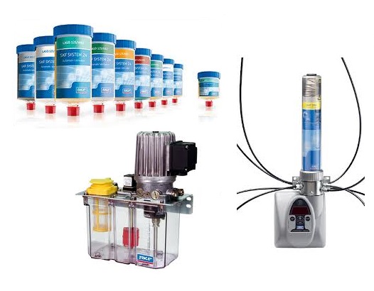 Obraz jest ucieleśnieniem szwedzkiej inżynierii i precyzji w dziedzinie automatycznego smarowania, kt&oacute;re są synonimami marki SKF. Kompozycja łączy w sobie sterylny, high-tech'owy wizerunek inteligentnej, elektromechanicznej smarownicy TLSD z profesjonalizmem i dostępnością, jakie budzi autoryzowany polski dystrybutor DAKAM. Dominują w niej ikoniczne barwy SKF &ndash; intensywny niebieski &ndash; oraz przezroczyste elementy pojemnika. W centrum uwagi, na czystej, industrialnej powierzchni (np. metalowym stole warsztatowym lub białym tle), znajduje się kompletna jednostka automatycznej smarownicy SKF TLSD: &bull;	Jednostka napędowa (Drive Unit): Stanowi g&oacute;rną część smarownicy. Jest to niebieska, solidna obudowa z kluczowymi elementami: o	Panel sterowania: Wyraźnie widoczne są intuicyjne przyciski (lub pokrętło) do precyzyjnego ustawiania czasu dozowania (np. 1, 3, 6, 12 miesięcy). o	Kluczowy detal &ndash; Diody LED: Obraz pokazuje aktywną diodę LED (np. migającą na zielono), co wizualnie komunikuje, że urządzenie pracuje poprawnie i aktywnie monitoruje sw&oacute;j status. &bull;	Pojemnik ze smarem: Do jednostki napędowej przykręcony jest przezroczysty kartridż (pojemnik), przez kt&oacute;ry wyraźnie widać poziom smaru (np. LGMT 2). Ta przezroczystość podkreśla łatwość inspekcji. &bull;	Konstrukcja elektromechaniczna: Całość (napęd + bateria + pojemnik) tworzy kompaktową, samowystarczalną jednostkę, kt&oacute;rej wygląd (w odr&oacute;żnieniu od modeli gazowych) sugeruje niezawodne, elektromechaniczne dozowanie, niezależne od temperatury otoczenia. &bull;	Marka Premium: Na obudowie widoczne jest wyraźne, oryginalne logo "SKF" oraz oznaczenie modelu "TLSD", co jest gwarancją autentyczności i światowej klasy technologii. Tło jest subtelnie rozmyte (efekt bokeh), ale jednoznacznie wskazuje na profesjonalną dystrybucję na terenie Polski: &bull;	Nowoczesny magazyn DAKAM: W tle widać rzędy wysokich regał&oacute;w magazynowych, wypełnionych uporządkowanymi, oryginalnymi, niebieskimi opakowaniami SKF. Duża ilość towaru na stanie wizualnie potwierdza status "sprawdzonego dystrybutora". &bull;	Logo Dystrybutora: W dyskretnym, ale widocznym miejscu umieszczone jest logo DAKAM, z dopiskiem "Autoryzowane Centrum Utrzymania Ruchu" lub "Dystrybutor SKF". Obraz niesie jasny komunikat: "Jako autoryzowany polski dystrybutor DAKAM, posiadamy na stanie precyzyjne, elektromechaniczne smarownice automatyczne SKF TLSD, zapewniające niezawodne, niezależne od temperatury dozowanie smaru i redukcję koszt&oacute;w utrzymania ruchu".