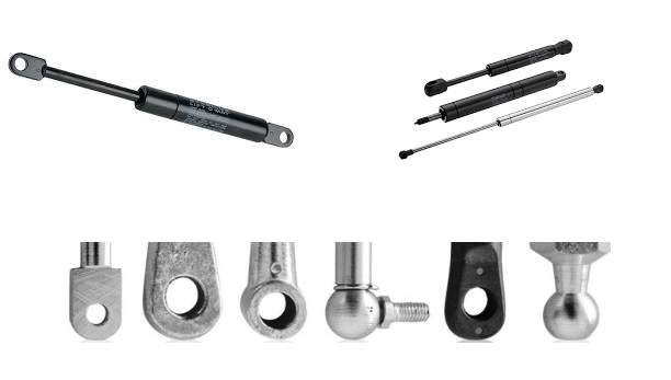 Sprężyny gazowe | DAKAM Obraz przedstawia różnorodne mocowania do sprężyn gazowych (siłowników gazowych), które służą do ich prawidłowego i bezpiecznego montażu. Na zdjęciu widać typowe elementy, takie jak: Gniazda przegubów kulowych: Półkoliste uchwyty, które łączą się z kulistymi zakończeniami sprężyny, umożliwiając ruch obrotowy. Łączniki oczkowe: Metalowe elementy z otworem, często w kształcie litery „U” lub prostym, do których wsuwa się sworzeń. Uchwyty montażowe/wsporniki: Płaskie lub kątowe blaszki z otworami, przeznaczone do przykręcenia do powierzchni, na której ma być zamontowany siłownik. Sworznie kulowe: Małe, okrągłe elementy montowane na stałe do powierzchni, na które nakłada się gniazdo kulowe z końca sprężyny. Prawidłowy dobór mocowania jest kluczowy dla długiej żywotności i wydajności sprężyny gazowej, ponieważ zapobiega uszkodzeniom tłoczyska i uszczelnień, które mogą wynikać z niewłaściwego obciążenia.