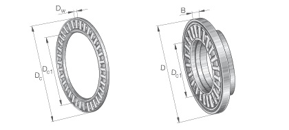 Łożyska igiełkowe wzdłużne seria: AXK... ; AXW... ; calowe TC...
