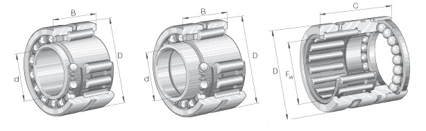 Łożyska kombinowane igiełkowo-kulkowe Łożyska kombinowane igiełkowo-kulkowe seria: NKIA... ; NKIB... ; NX... ; NX... Z ; NKX... ; NKX... Z