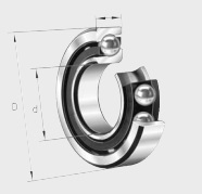 Pojedyncze łożyska tego typu mają zdolność przenoszenia obciążeń promieniowych, jak również obciążeń osiowych w jednym kierunku. Dostępne są łożyska z czterema kątami działania 15O, 25O, 30O oraz 40O. Im większe kąty działania, tym większe możliwości obciążeń osiowych. Jednakże dla zastosowań wysokoobrotowych preferowane są kąty mniejsze. Zwykle dwa łożyska używa się w podwójnych parach, a luz między nimi powinien być odpowiednio wyregulowany. Powszechnie stosowane są koszyki tłoczone ze stali, jednakże dla wysoko precyzyjnych łożysk z kątem działania mniejszym niż 30O, najczęściej stosuje się koszyki z żywicy poliamidowej. Łożyska kulkowe skośne jednorzędowe seria: 70..-B ; 70..-B-2RSR ; 718..-B ; 72..-B ; 72..-B-2RS ; 73..-B ; 73..-B-2RS