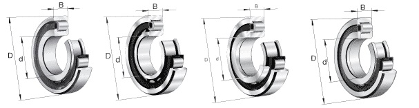 Łożyska walcowe cechuje bardzo duża wytrzymałość na przenoszenie obciążeń poprzecznych (znacznie większe od łożysk kulkowych), co za tym idzie nie są w ogóle odporne na obciążenia wzdłużne. Nadają się za to do pracy przy bardzo dużych prędkościach obrotowych przy narażeniu na zjawisko niewspółosiowości. Łożyska walcowe jednorzędowe składają się z zespołu koszyka z wałeczkami i pierścienia z obrzeżami oraz z drugiego pierścienia. Wałeczki zawsze prowadzone są między stałymi obrzeżami jednego z pierścieni. Łożyska te są rozdzielne, można oddzielić pierścień z obrzeżami i wałeczkami od drugiego pierścienia, co ułatwia montaż łożyska. Wykonania konstrukcyjne tych łożysk są różnorodne: różne klasy dokładności, luzy normalne, pomniejszone i powiększone, pierścienie wzajemnie wymienne i niewymienne, bez pierścienia wewnętrznego. Następną odmianą są łożyska z pełną liczbą wałeczków (bez koszyka). Przenoszą one jeszcze większe obciążenia promieniowe kosztem jednak mniejszej prędkości obrotowej. Łożyska walcowe jednorzędowe seria: N10..-K-M1-SP ; N19..-K-M1-SP ; N2..-E ; N3..-E ; NJ2..-E ; HJ - NJ2..-E ; NJ3..-E ; HJ - NJ3..-E ; NJ22..-E ; HJ - NJ22..-E ; NJ23..-E ; HJ - NJ23..-E ; NJ4..-E ; HJ - NJ4..-E ; NU10 ; NU19 ; NU2..-E ; NU3..-E ; NU22..-E ; NU23..-E ; NU4 ; NUP2..-E ; NUP3..-E ; NUP22..-E ; NUP23..-E